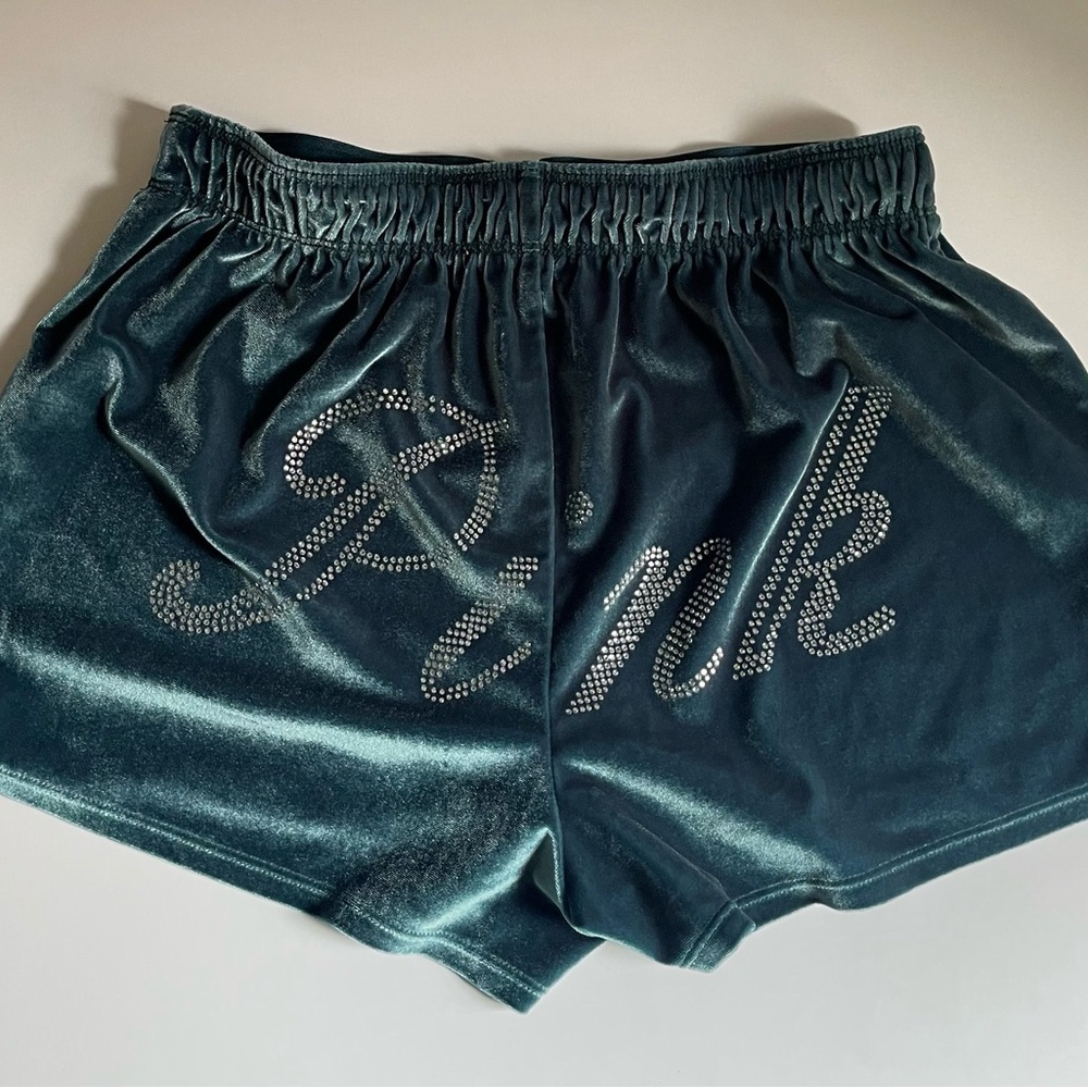 PINK VICTORIA’S SECRET, SLEEPWEAR Velvet Green Women's Shorts - Picture 2 of 10